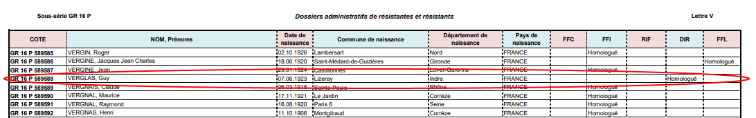 Resistants de France(document GR 16 P) en tant que "déporté et interné résistant (DIR)