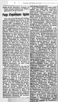 Purge d'hypothèque en 1901
