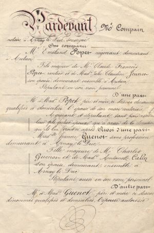 Mariage de Jeanne GUENOT et Emiland POPET